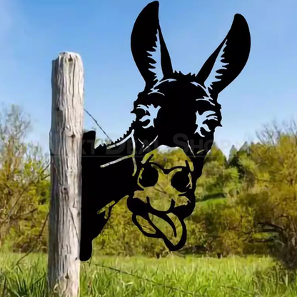 Metal Donkey Silhouette Garden Decor