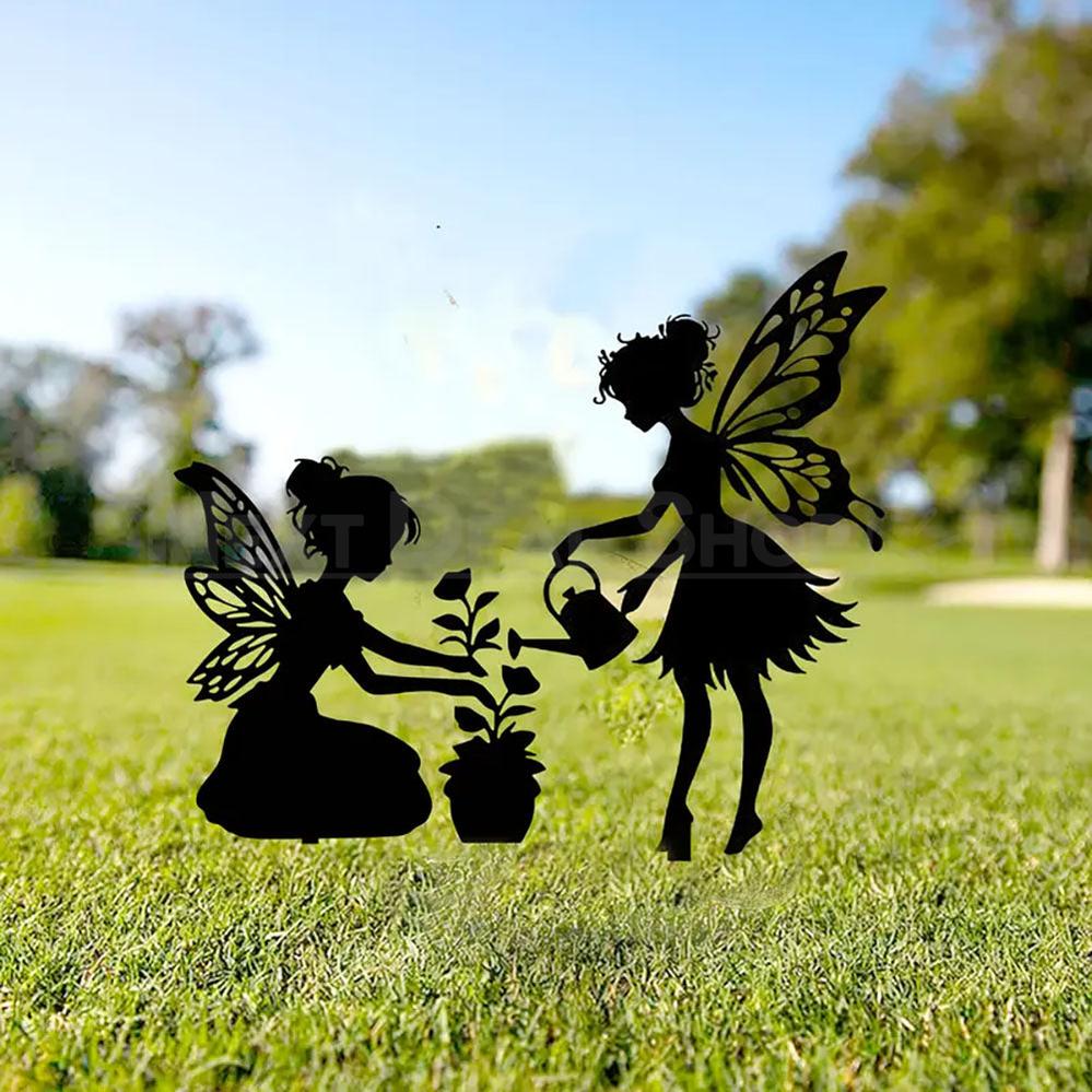 Metal Fairy Silhouette Garden Stake