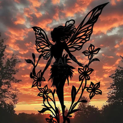 Metal Flower Fairy Silhouette Garden Decor