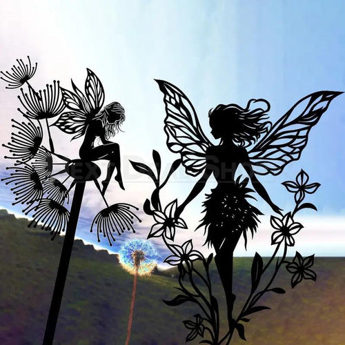 Metal Flower Fairy Silhouette Garden Decor