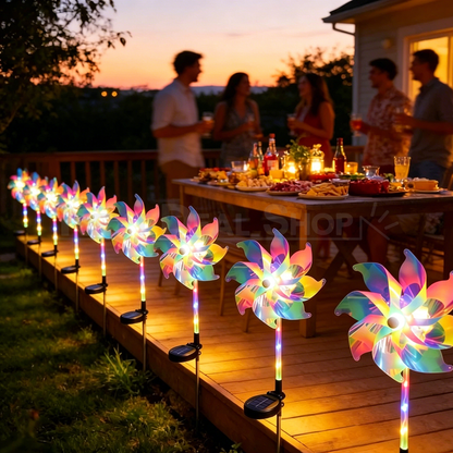 Multicolor Solar Powered LED Pinwheel Garden Stake Light