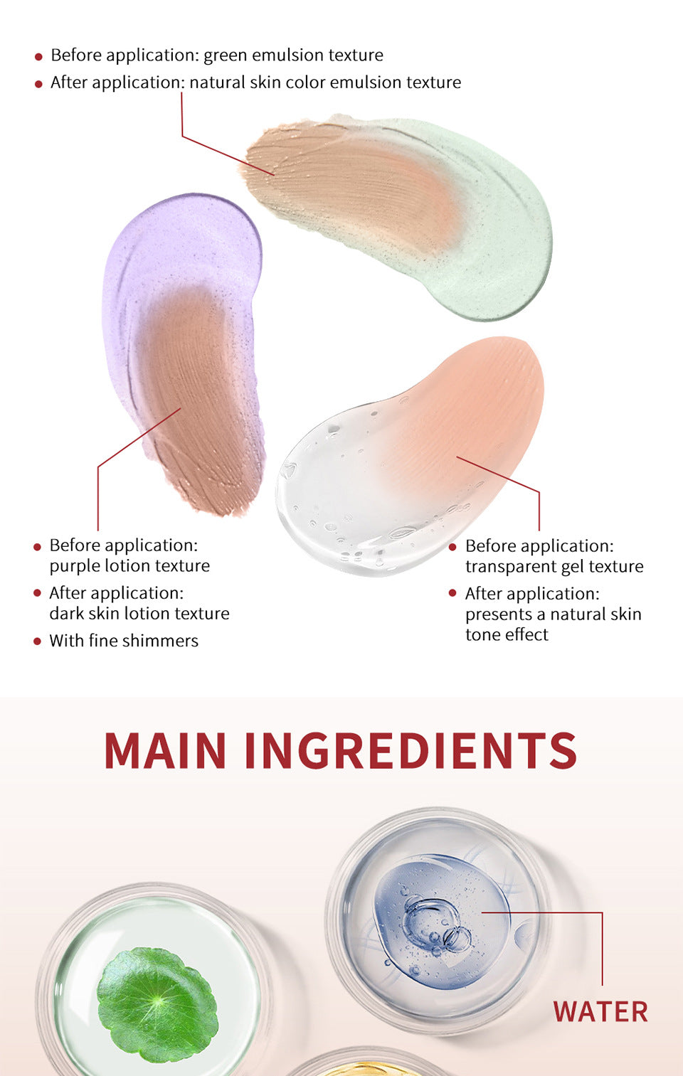 Natural Red Brighten Water-Gel Correction Cream