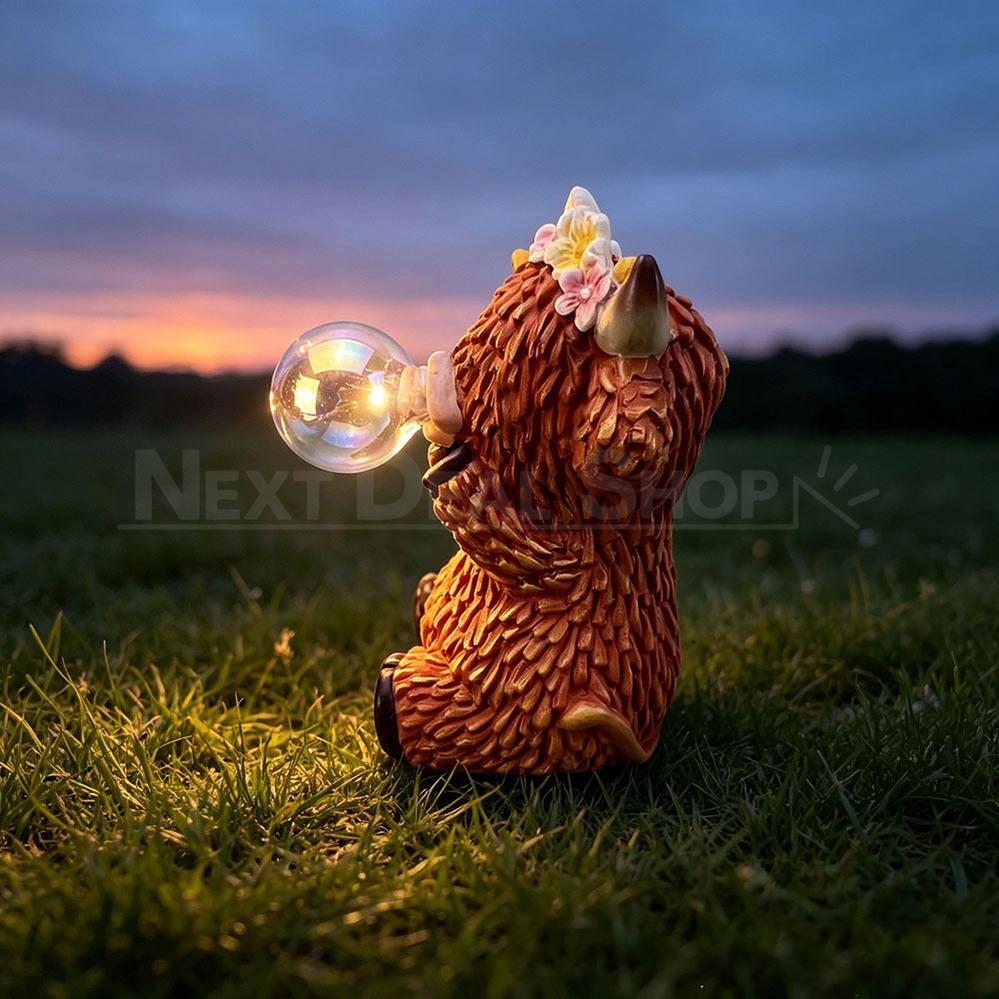Solar Powered Highland Cow Blowing Bubble Garden Statue