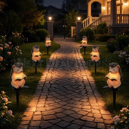Solar Powered Reading Hedgehog Garden Stake Light