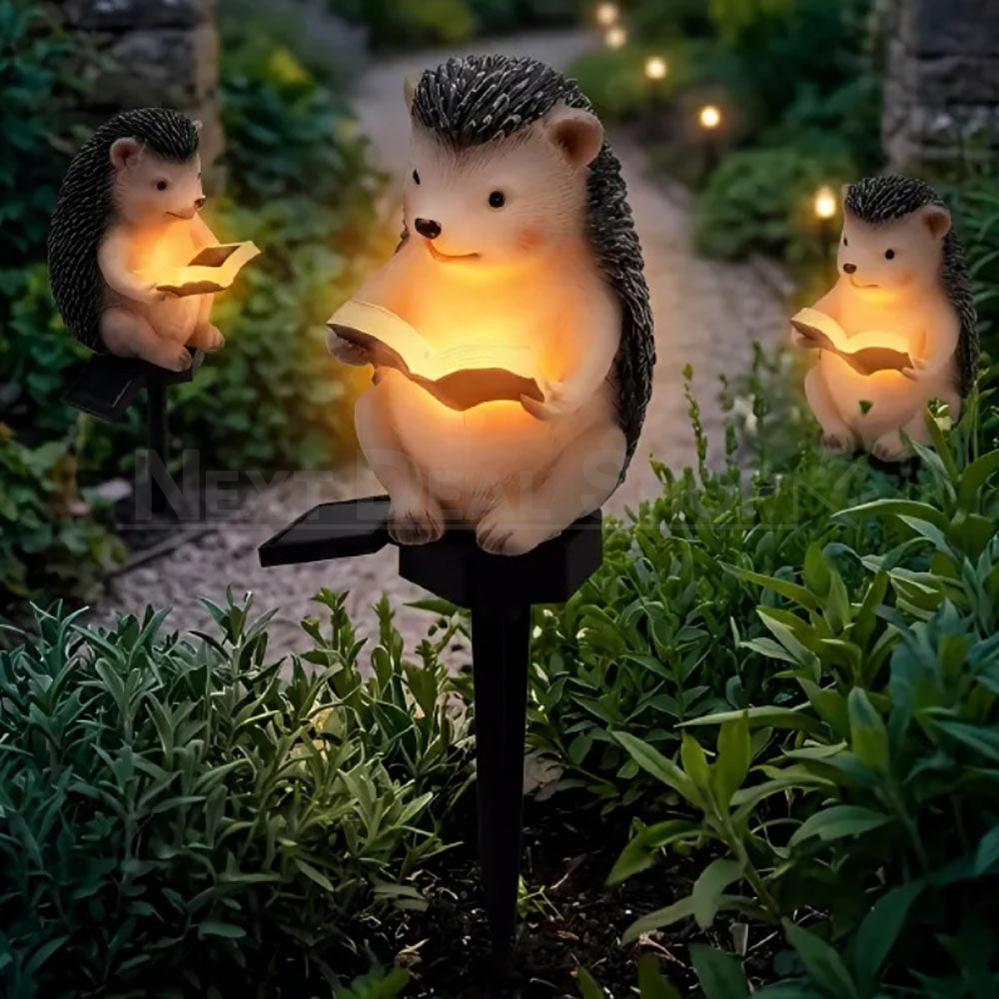 Solar Powered Reading Hedgehog Garden Stake Light