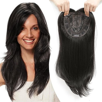 ‍♀️Topper Layered Hair Hairpieces with Bangs for Women with Thinning Hair