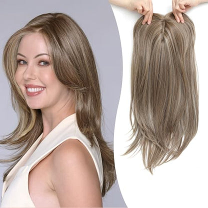 ‍♀️Topper Layered Hair Hairpieces with Bangs for Women with Thinning Hair