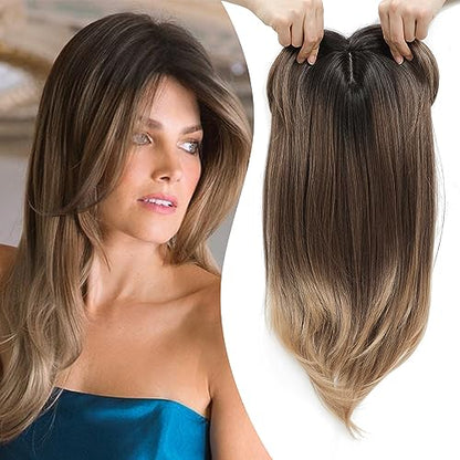 ‍♀️Topper Layered Hair Hairpieces with Bangs for Women with Thinning Hair