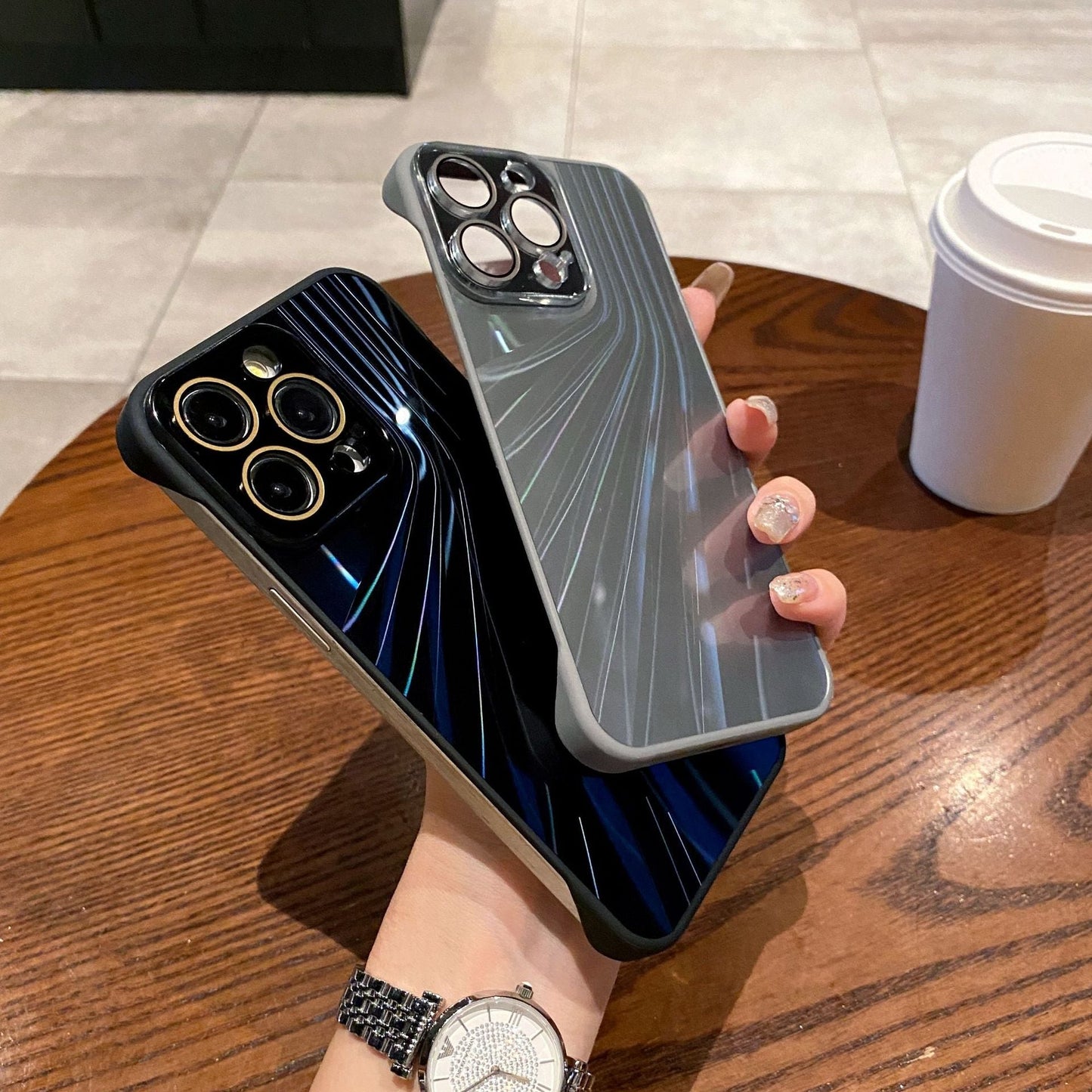 Suitable for iPhone cases gradient laser alex without frame comes with lens film