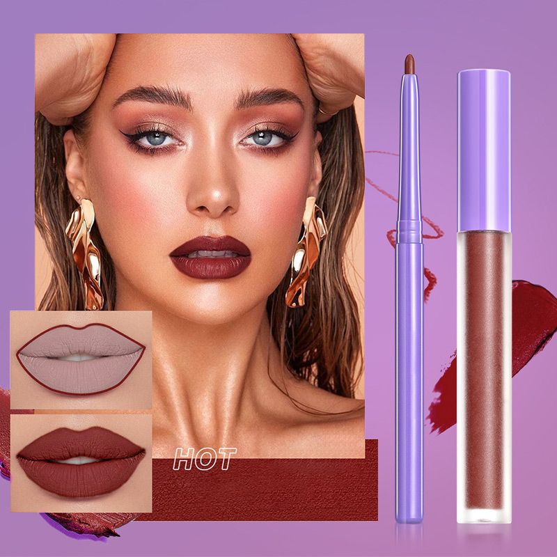 Waterproof and Non-stick Matte Lipstick Gloss & Lip Liner