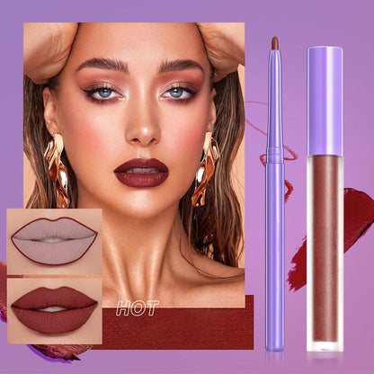 Waterproof and Non-stick Matte Lipstick Gloss & Lip Liner