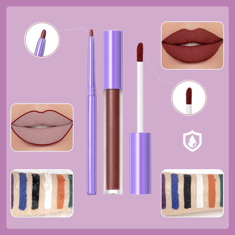 Waterproof and Non-stick Matte Lipstick Gloss & Lip Liner